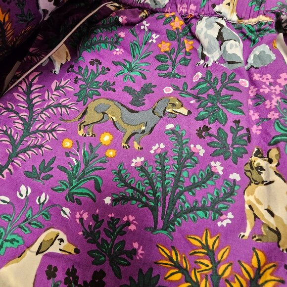 W Tag Anthropologie Print Fresh Purple Violet Dogs Poddle PJ Pajama Set Womens S - Picture 11 of 16